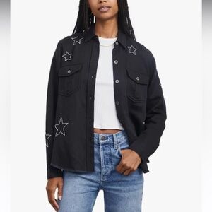 Rails Loren Black Embroidered Stars Black White Women’s Size Small Linen Blend
